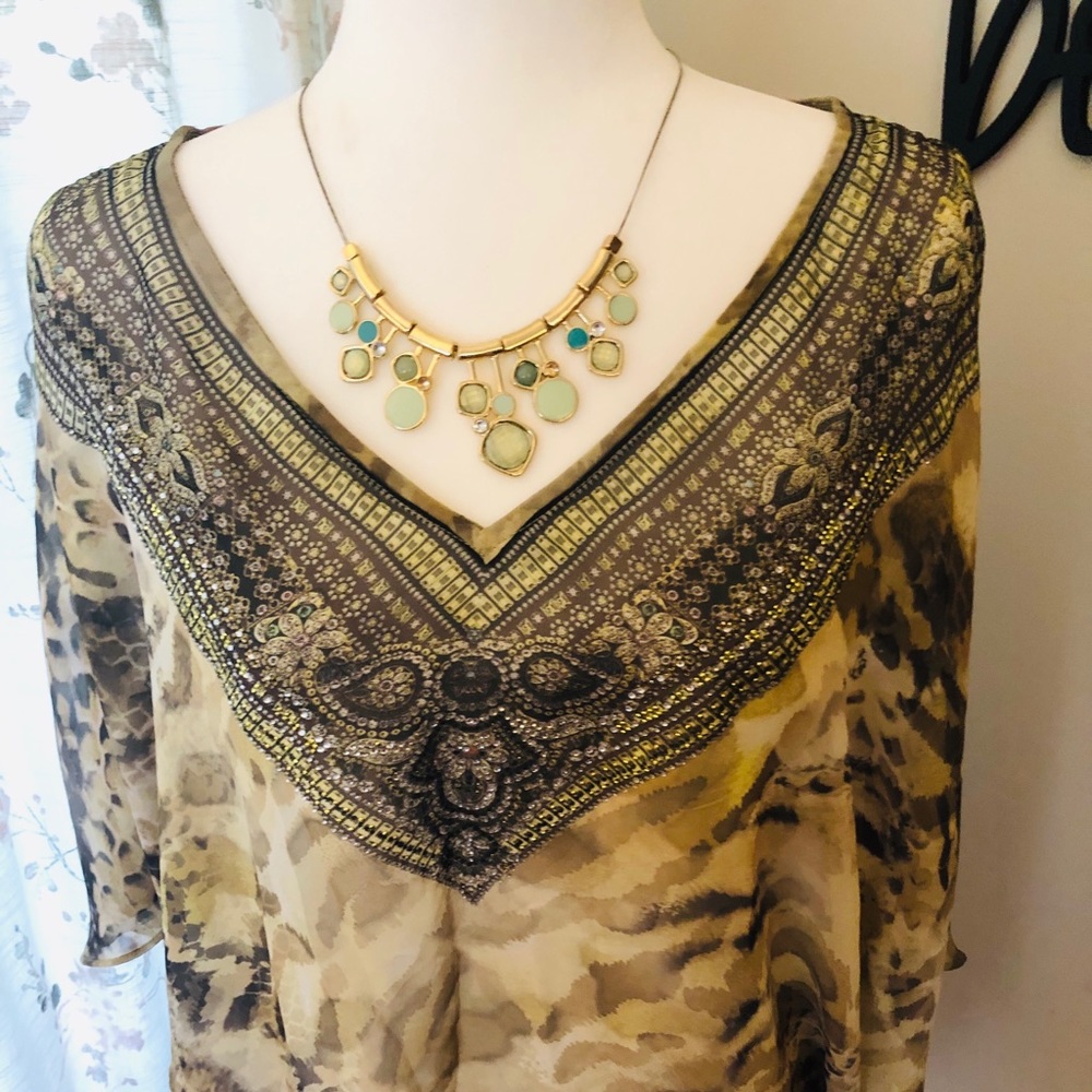 Chico-Sheer Poncho With Beaded Neckline